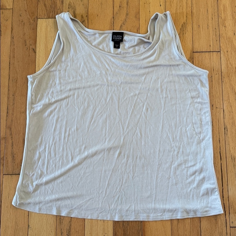 Eileen Fisher | Light Gray/Taupe Silk Sleeveless Tank Top | size 1X